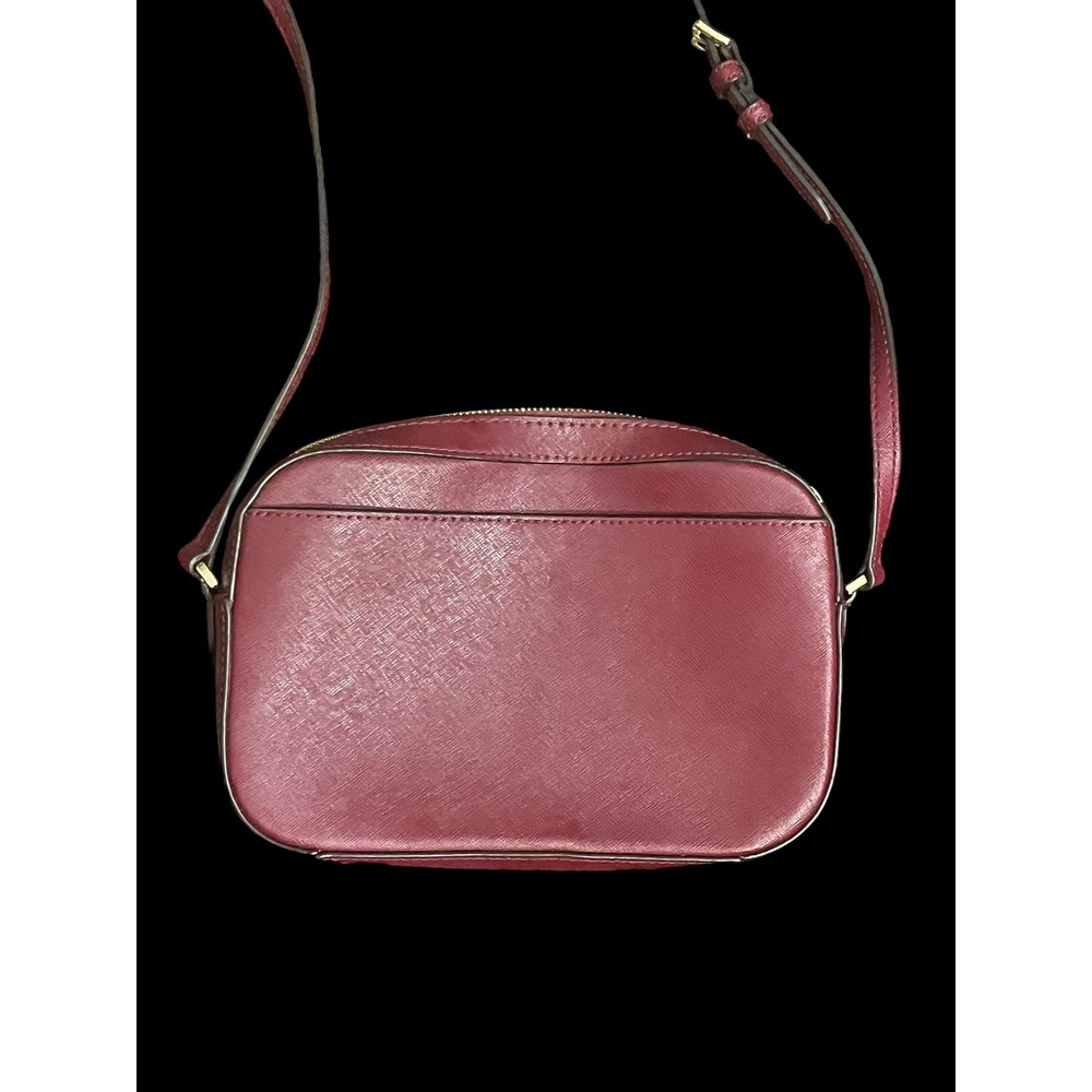 Michael Kors Jet Set East West Crossbody Burgundy Saffiano Leather Chain Gold - Picture 10 of 11